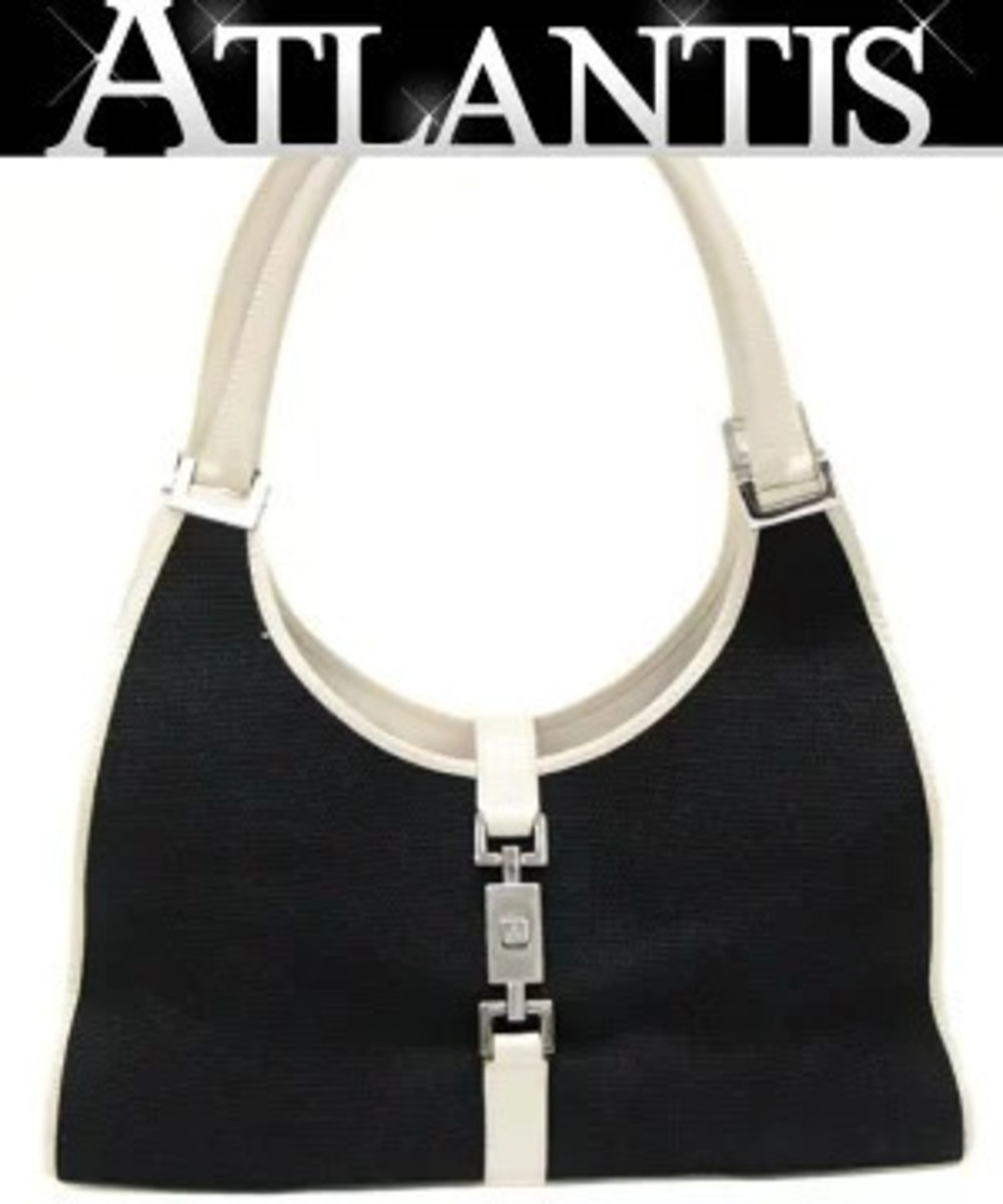 Gucci Jackie Handbag Canvas x Leather Black White